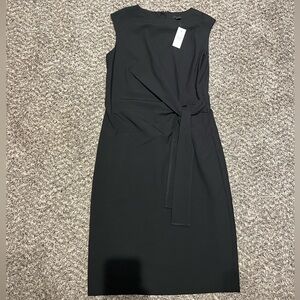 Ann Taylor Black Midi Dress with Tie Waist